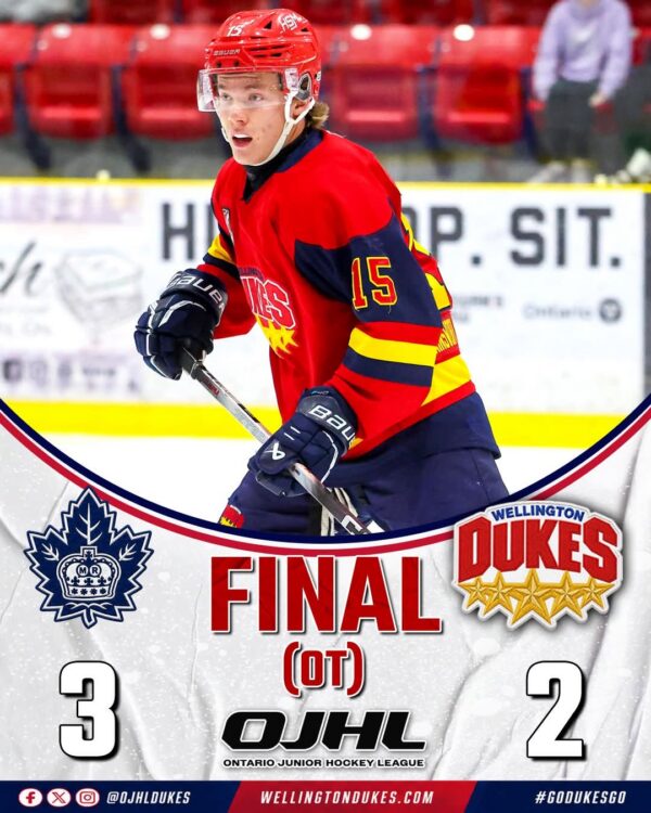 Dukes take point away from OJHL’s last undefeated team